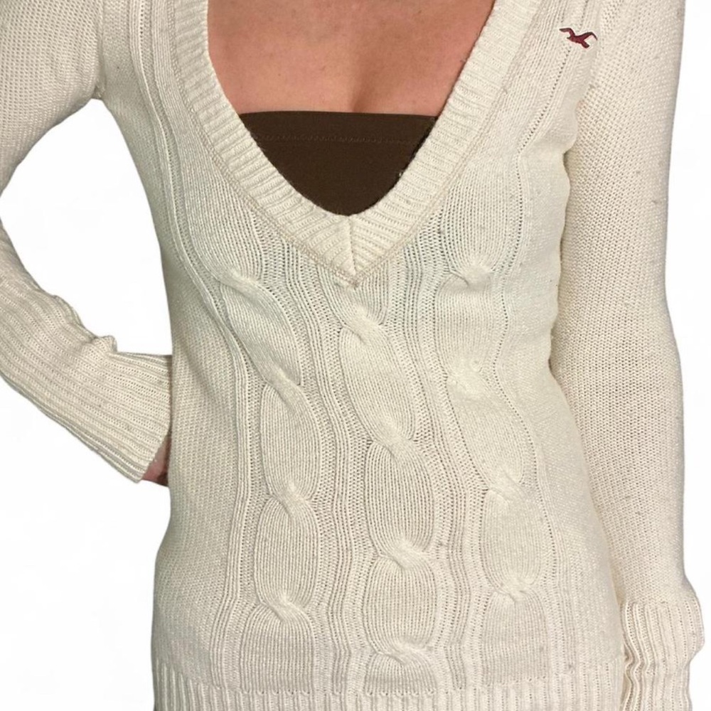 y2k hollister Cream Cable Knit Sweater